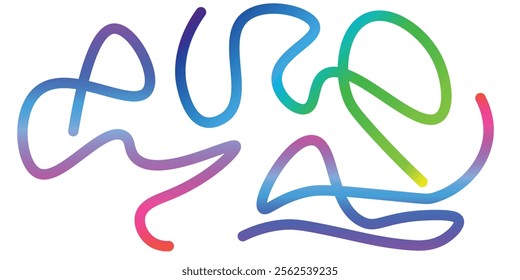 Abstract Color Gradient Swirl Shapes Set. Vector Graphic with Wavy Lines simple