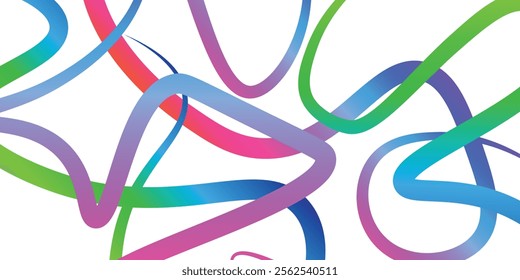 Abstract Color Gradient Swirl Shapes Set. Vector Graphic with Wavy Lines simple art modern