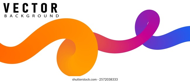 Abstract Color Gradient Swirl Shapes Set. Vector Graphic with Wavy Lines in Rainbow Colors. Colorful Fluid Wave Pattern.