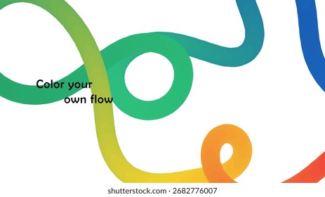 Abstract Color Gradient Swirl Shapes Set. Vector Graphic with Wavy Lines in Blue Colors. Colorful Fluid Wave Pattern. Squiggly Design Element.Wavy shape with Colorful gradient. Vector illustration.