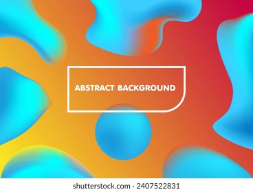Abstract color gradient texture background, blue yellow orange red free forms on a hot red background.