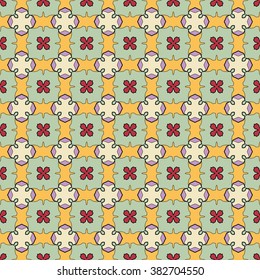 Abstract color graphic background, seamless geometric pattern, repeating fabric texture. Tribal ethnic arabic, indian, ottoman ornament, vector illustration. 