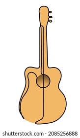 Abstract color guitar as continuous lines drawing on white background. Vector