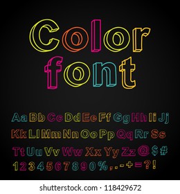 Abstract color hand drawing font. Vector illustration.