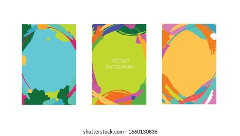 Fondo de doodle dibujado a mano en color abstracto. Elementos de diseño de plantilla. Conjunto de hermosos y modernos jardines.