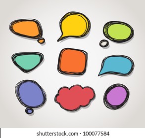 Abstract color hand-drawn speech clound
