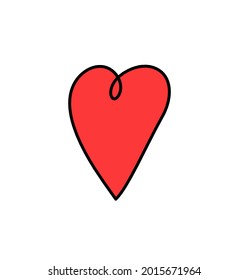 Abstract color heart as continuous line drawing on white background. Vector