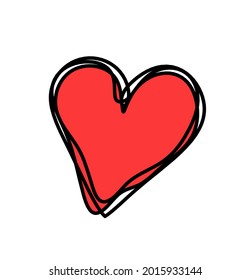 Abstract color heart as continuous line drawing on white background. Vector