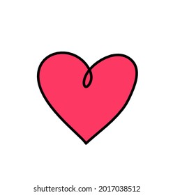 Resumen del color del corazón como dibujo continuo de línea sobre fondo blanco. Vector