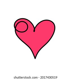Abstract color heart as continuous line drawing on white background. Vector