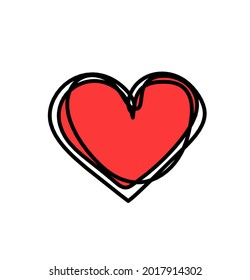 Abstract color heart as continuous line drawing on white background. Vector