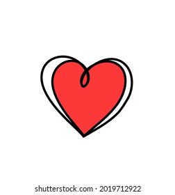 Abstract color heart as continuous line drawing on white background. Vector