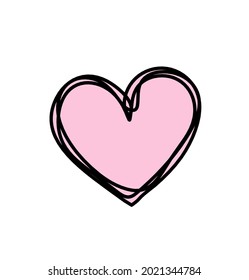 Abstract color heart as continuous line drawing on white background. Vector