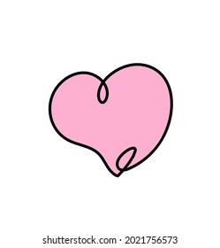 Abstract color heart as continuous line drawing on white background. Vector