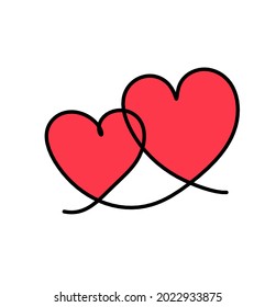 Abstract color heart as continuous line drawing on white background. Vector