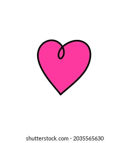 Abstract color heart as continuous line drawing on white background. Vector