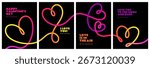 Abstract Color Heart Line Pattern. Love Backgrounds with Gradient Heart Shapes. Vector Modern Love Poster Design