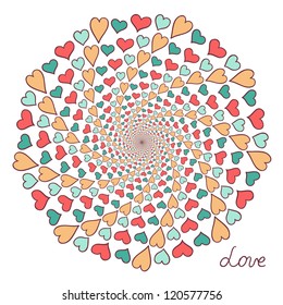 Abstract color hearts composition. Vector illustration