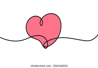 Los corazones de color abstracto como un dibujo continuo de línea sobre el blanco como fondo. Vector