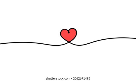 Abstract color hearts as continuous line drawing on white as background. Vector