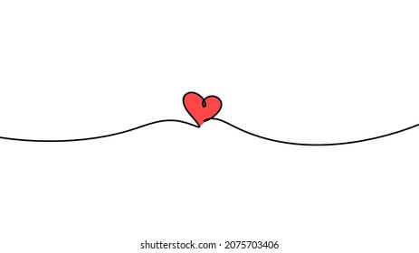 Abstract color hearts as continuous line drawing on white as background. Vector