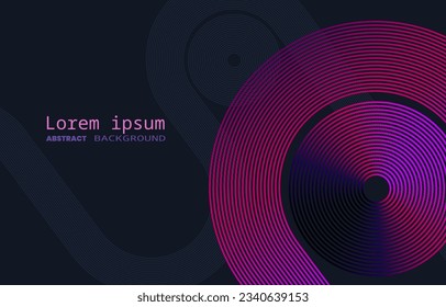 Abstrakter horizontaler Banner-Hintergrund mit Kreislinien. Geometrisches Stripe Line Art Design. Moderne glänzende blaue Linien. Futuristisches Technologiekonzept. Vektorgrafik