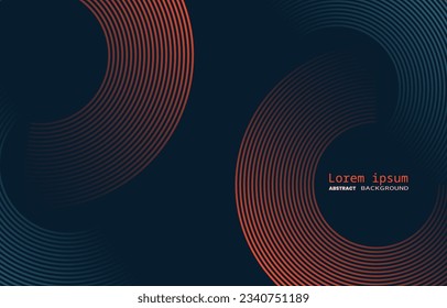 Abstract color horizontal banner background with circle lines. Geometric stripe line art design. Modern shiny blue lines. Futuristic technology concept. Vector illustration