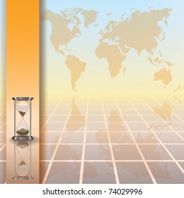 abstract color illustration with hourglass and earth map