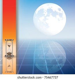 abstract color illustration with hourglass and moon