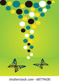 abstract color illustration vector points butterfly green yellow black card