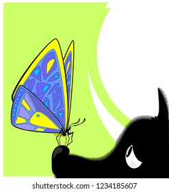 abstract color image of the large butterfly and dog