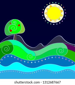 abstract color image of the night and fields