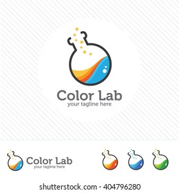  Abstract color lab logo . vector laboratory, chemical, medical test logo, icon.Colorful modern design with bulbs and bottles.