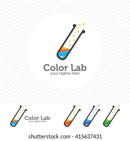 Abstract color lab logo . vector laboratory, chemical, medical test logo, icon.Colorful modern design with bulbs and bottles.