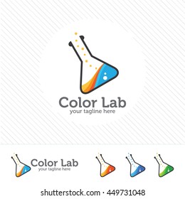 Abstract color lab logo . vector laboratory, chemical, medical test logo, icon.Colorful modern design with bulbs and bottle.