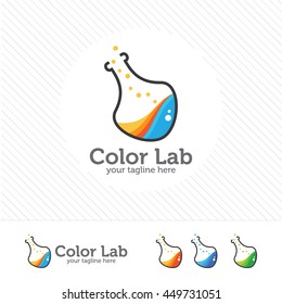 Abstract color lab logo . vector laboratory, chemical, medical test logo, icon.Colorful modern design with bulbs and bottle.