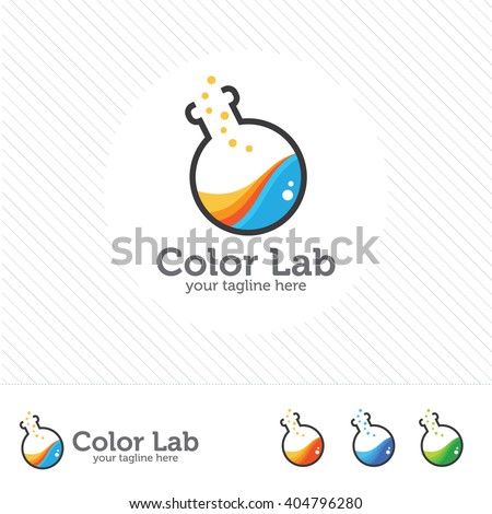  Abstract color lab logo . vector laboratory, chemical, medical test logo, icon.Colorful modern design with bulbs and bottles.