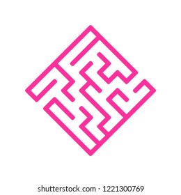 Abstract color labyrinth in the form of a diamond. Game for kids. Puzzle for children. One entrance, one exit. Labyrinth conundrum. Flat vector illustration