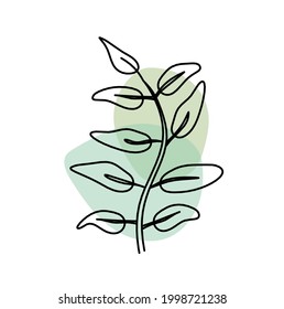 Abstract color leaf as line drawing on the white background. Vector