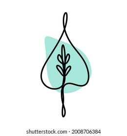 Abstract color leaf as line drawing on the white background. Vector