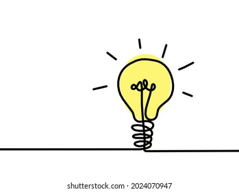 Abstract color light bulb as line drawing on white background. Vector