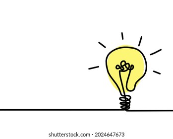 Abstract color light bulb as line drawing on white background. Vector