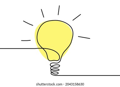 Abstract color light bulb as line drawing on white background. Vector