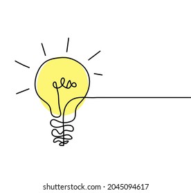Abstract color light bulb as line drawing on white background. Vector