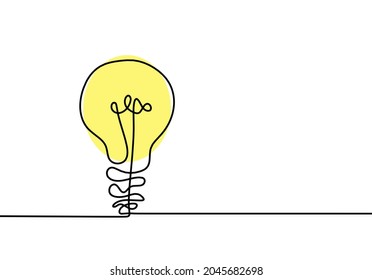 Abstract color light bulb as line drawing on white background. Vector