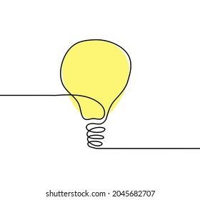 Abstract color light bulb as line drawing on white background. Vector