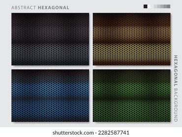 Línea hexagonal de luz de color abstracta en lujoso oscuro y moderno ilustración de vector de fondo futurista