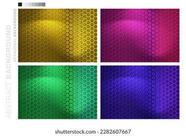 Línea hexagonal de luz de color abstracta en lujoso oscuro y moderno ilustración de vector de fondo futurista