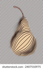 Abstract color Line art pear in vector. For post cards, menus, gift print, textile