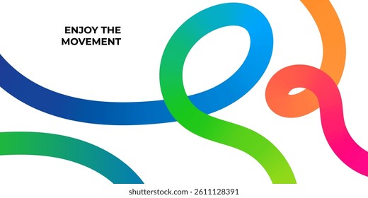 Abstract Color Line Background with Dynamic Gradient. Vector Curve Ribbons. Wavy Rainbow Graphic Design